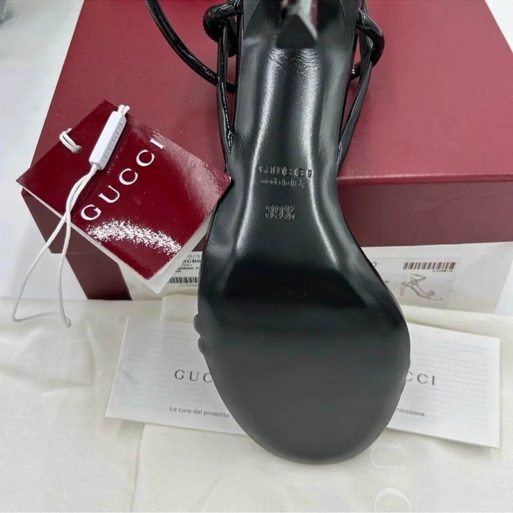 Women’s Gucci, patent leather strap sandals size 39.5 made in Italy